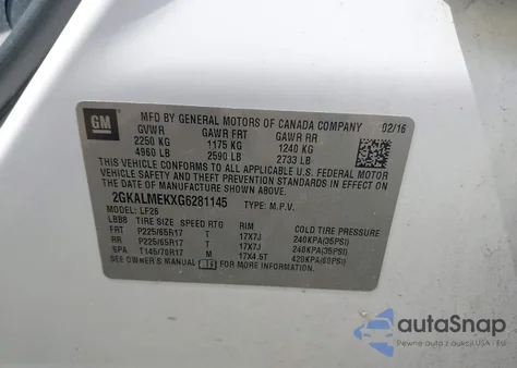 2016 GMC Terrain Sle-1 из США, поврежденный, VIN 2GKALMEKXG6281145